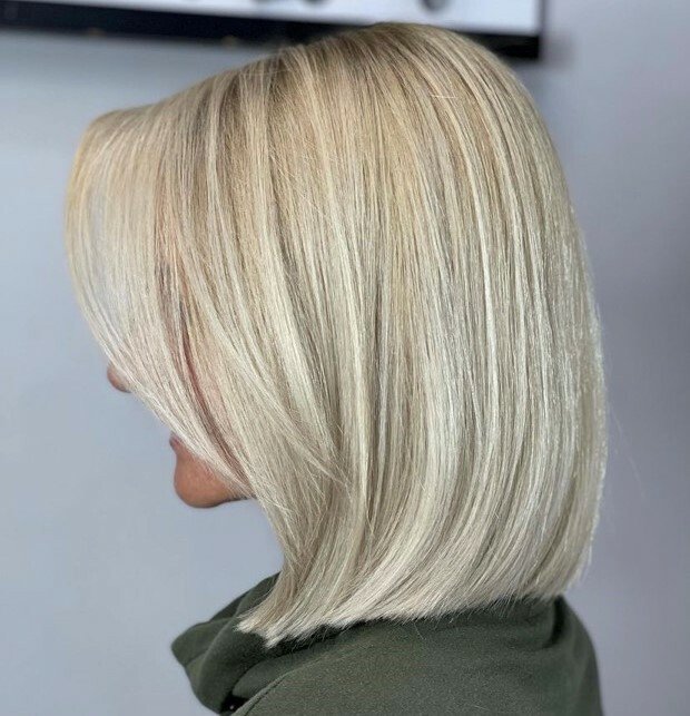 лонг боб с челкой на средние волосы