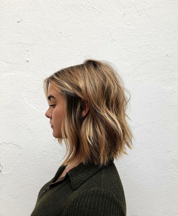 укладка рваного боб каре на средних волосах