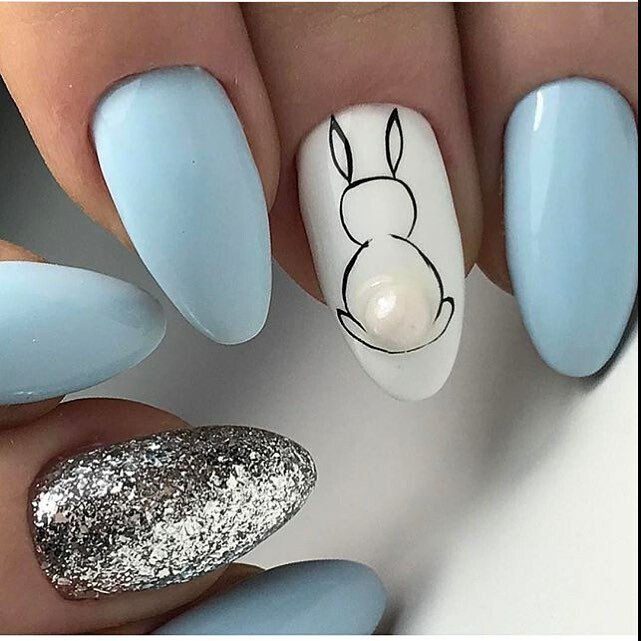 хвостик зайца на ногтях