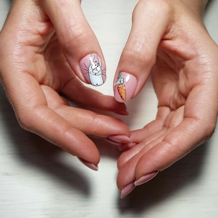 заяц и морковка маникюр