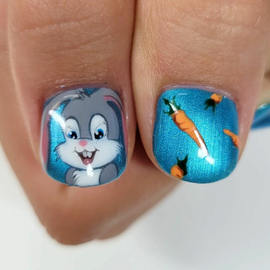 заяц на ногтях рисунки