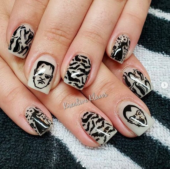 маникюр на хэллоуин 2020 дракула на ногтях