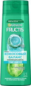 Garnier Fructis Укрепляющий шампунь Фруктис Кокосовый Баланс для волос жирных у корней и сухих на кончиках, 250 мл