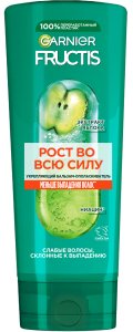 Garnier Fructis Бальзам-ополаскиватель для волос Рост во всю Силу укрепляющий для ослабленных волос, склонных к выпадению, с экстрактом яблока и ниацином, 387 мл