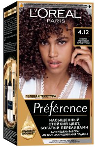 L'Oreal Paris Стойкая краска для волос Preference, оттенок 4.12 Глубокий каштановый перламутровый