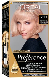 L'Oreal Paris Стойкая краска для волос Preference, оттенок 9.23 Очень светло-русый розово-перламутровый