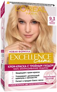 L'Oreal Paris Стойкая крем-краска для волос "Excellence", оттенок 9.3, Очень Светло-русый золотистый