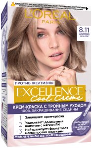 L'Oreal Paris Стойкая крем-краска для волос "Excellence Cool Crème", оттенок 8.11, Ультрапепельный, Светло-Русый
