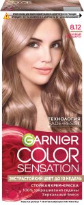 Garnier Стойкая крем-краска "Color Sensation, Роскошный цвет" с перламутром и эссенцией розы, оттенок 8.12, Розовый перламутр, 112 мл.