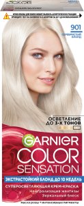 Garnier Стойкая крем-краска для волос "Color Sensation, Платиновый Блонд", 901, Серебристый Блонд, 112 мл.