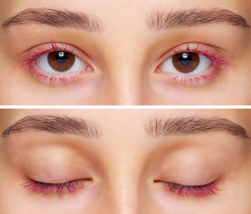 розовая тушь для карих глаз
