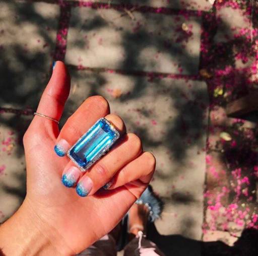 голубой френч с блестками